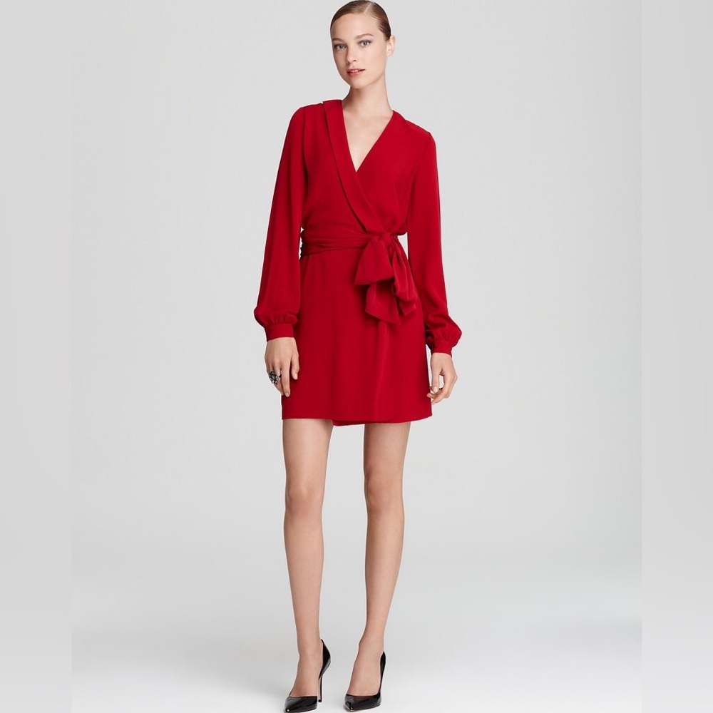 DVF Elegant Red Wrap Dress - Millicent Lily Crepe dress